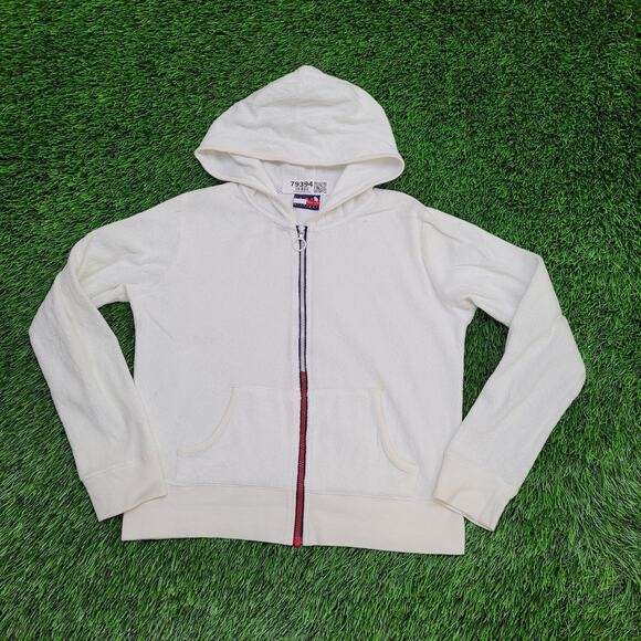 Vintage Y2K Tommy-Hilfiger Terry Hoodie Jacket Womens 2XS/XS 17x19 Cropped - Picture 1 of 14